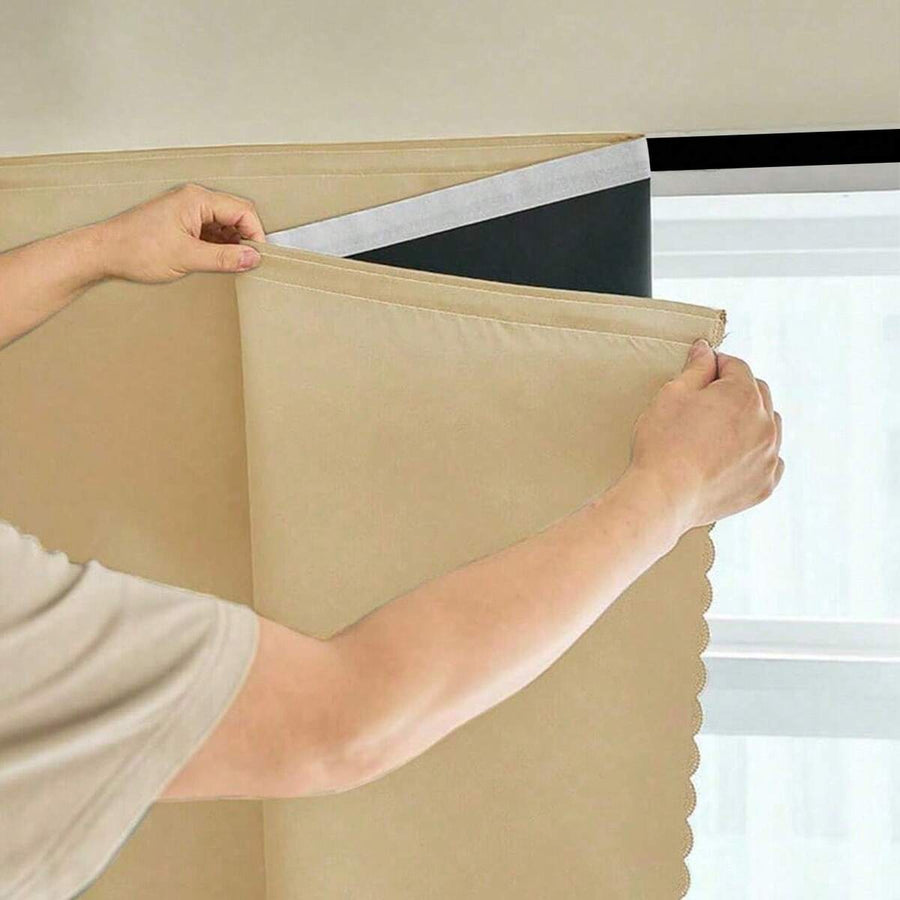 1pc 100% Blackout Window Curtain, Self-Adhesive Temporary Curtain Easy To Install, Suitable For Bedroom, Kitchen, Window Curtain
